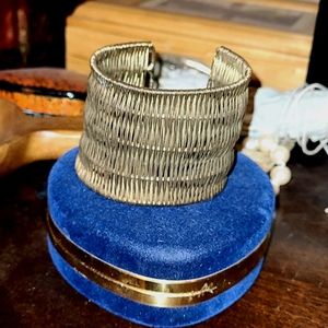 Threaded brass braided cuff bracelet